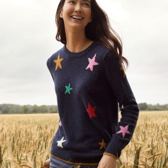 Joules Navy Star Chantelle Intarsia Crewneck Sweater - Picture 2 of 6